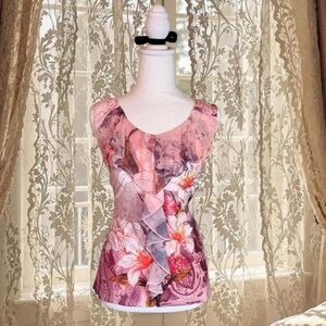 Vintage Y2K Fairycore Pink Floral Ruffled Top